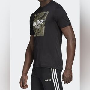 Adidas Men's Size Large Camo BX T Training Sports Tee Black and Olive Graphic